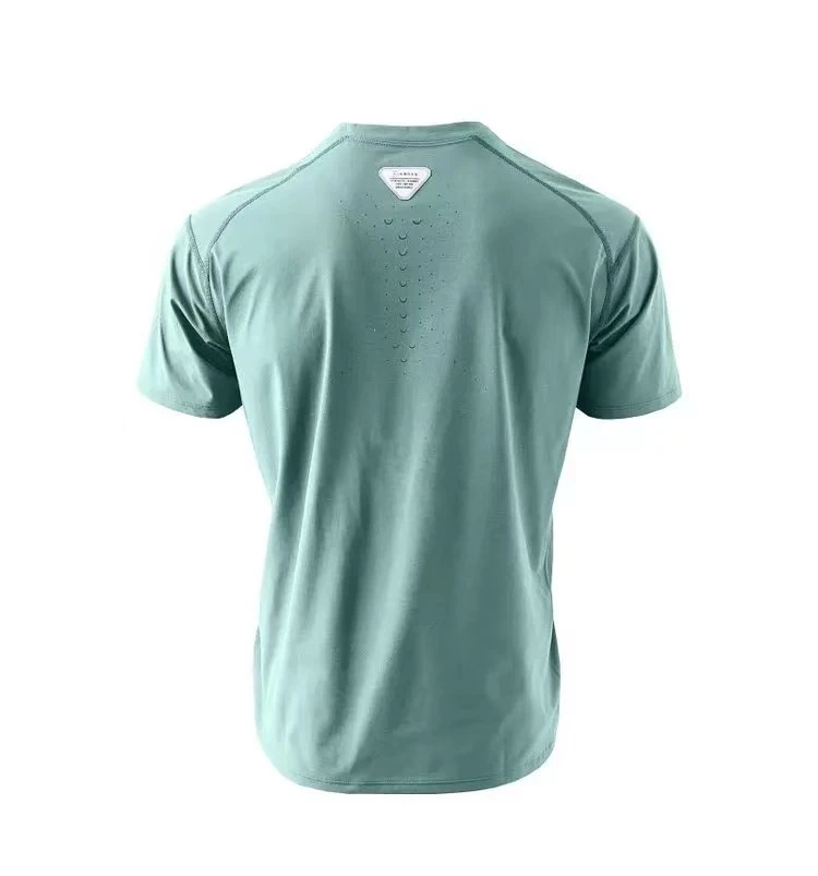 夏季户外机能风龙鳞压胶圆领透气吸湿冰感速干情侣款短袖T恤2509