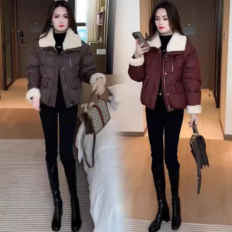 小个子加厚棉服女冬季2025今年流行新款爆款欧货翻领短款保暖外套