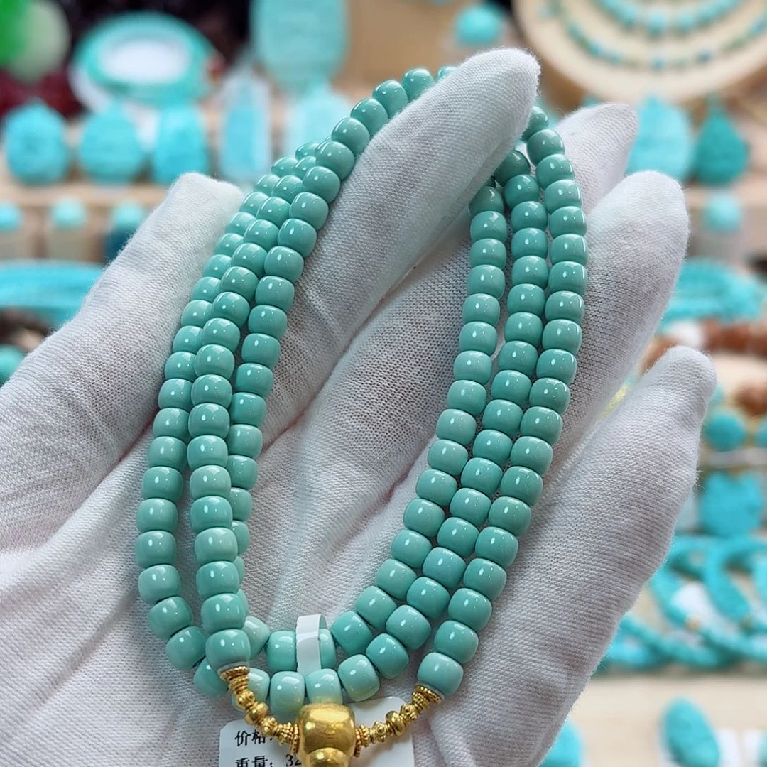 绿松石18K金镶嵌珠宝奇石