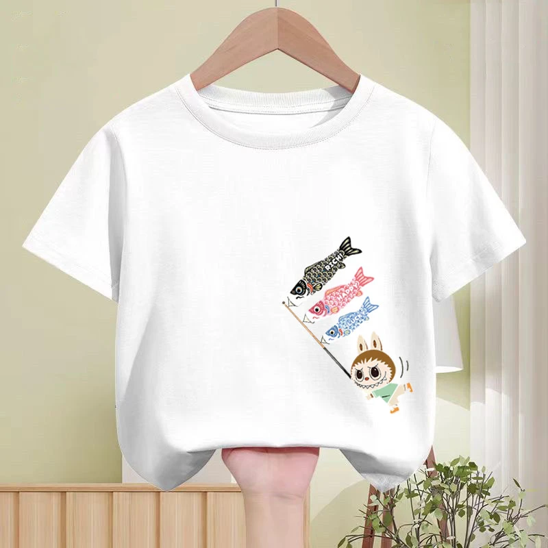 夏季新款纯棉T恤卡通印花洋气男女同款中大童宽松韩版上衣百搭