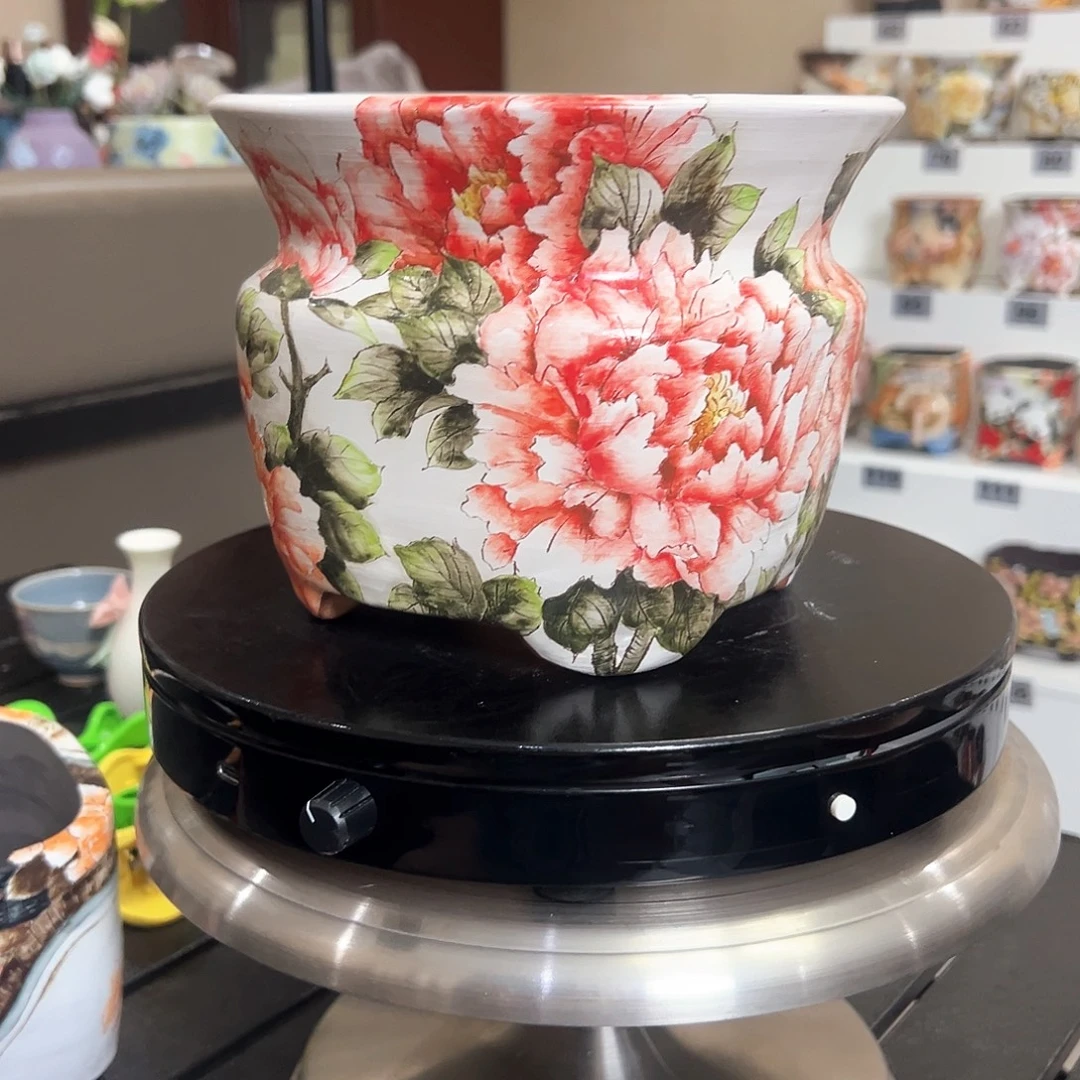拂***曦手绘陶瓷花盆美盆