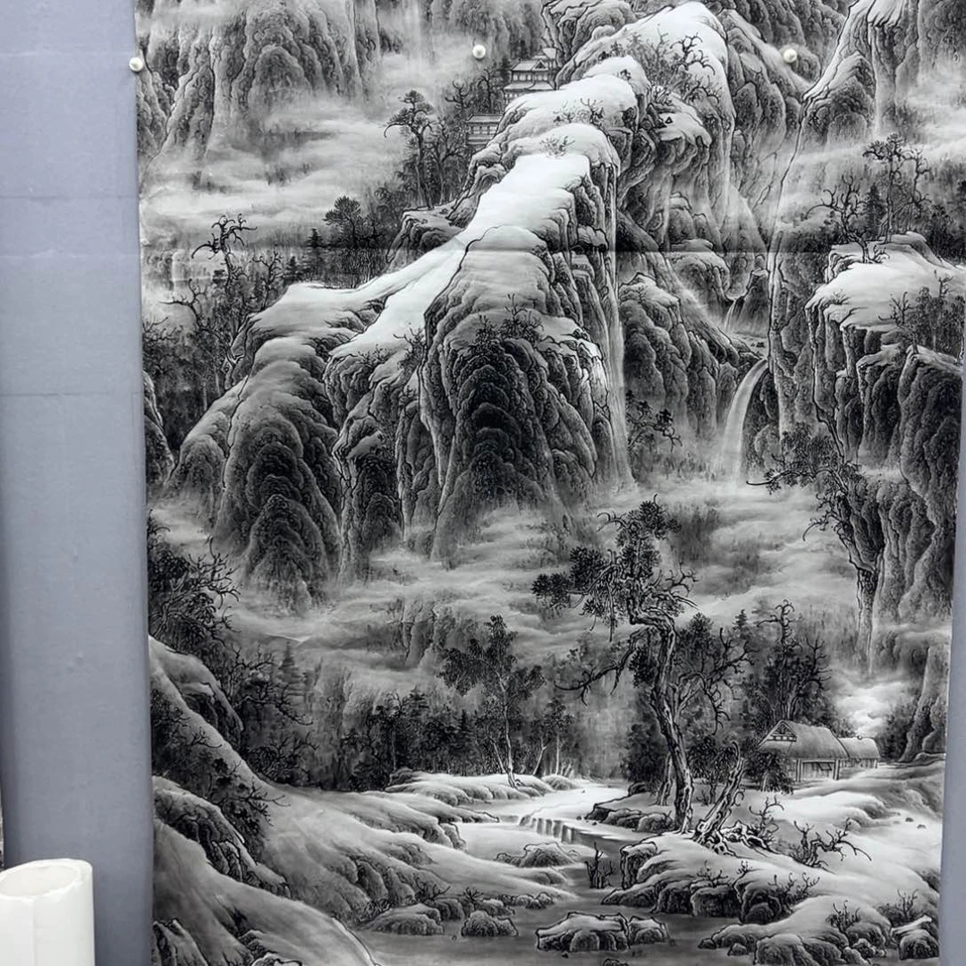 国画卖字画的小男孩