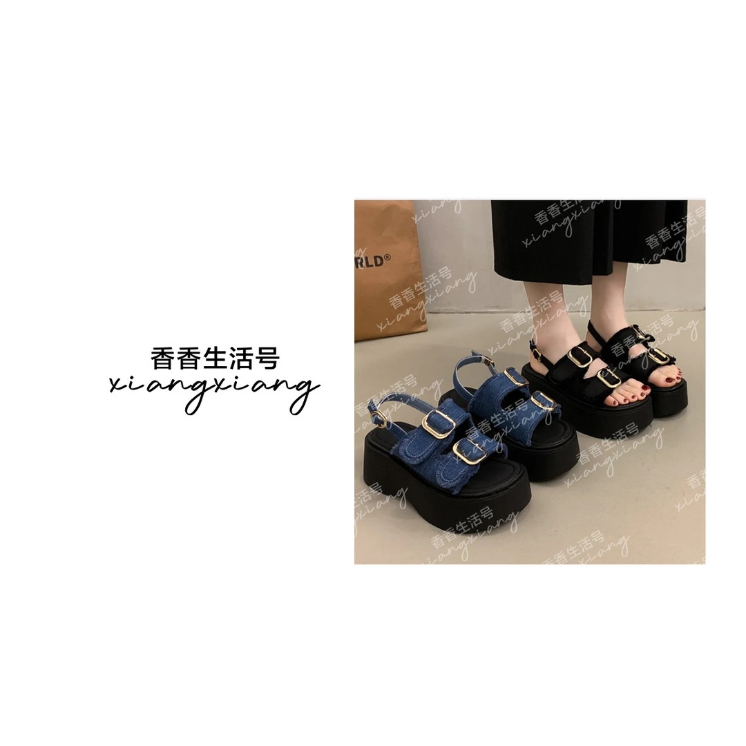 【珊珊专属】时尚百搭厚底气质凉拖鞋外穿高级沙滩鞋B07-1  跟高7cm