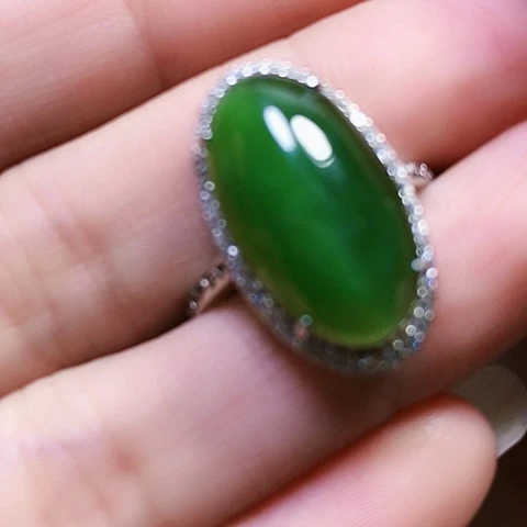 和田玉银S925镶嵌戒指