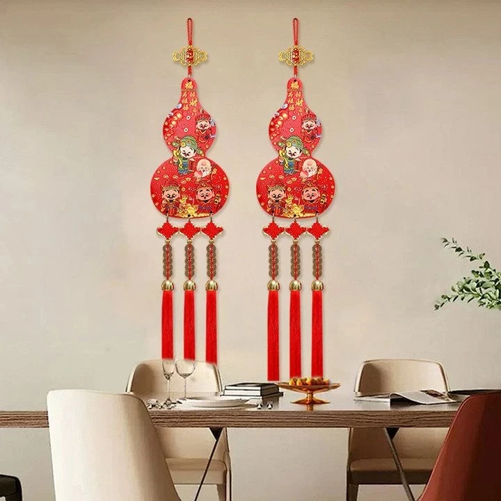 2026新款中国结入户大门上桃木挂件新中式古风木质客厅背景墙挂饰