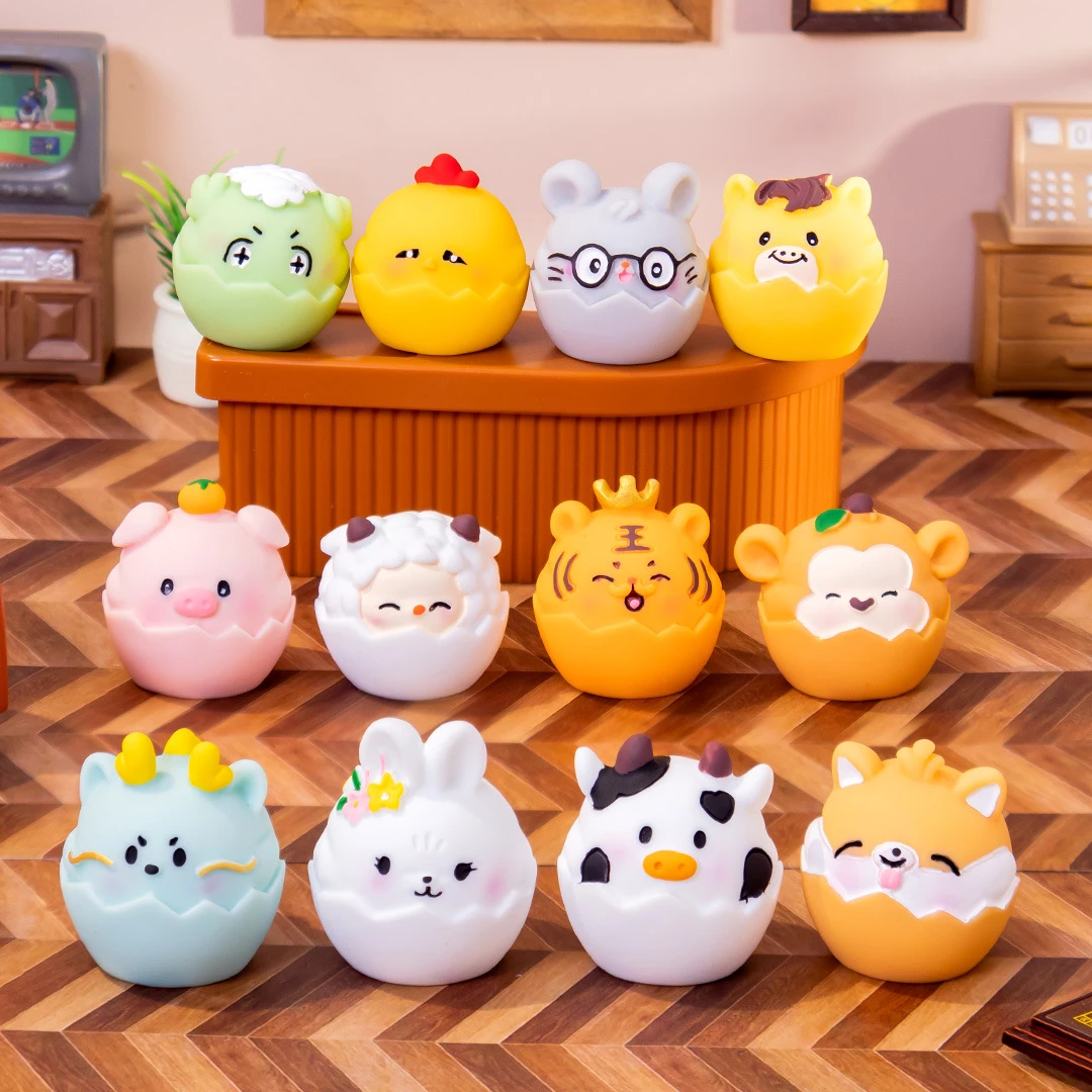 蛋壳十二生肖萌粒公仔diy装饰品桌面可爱摆件
