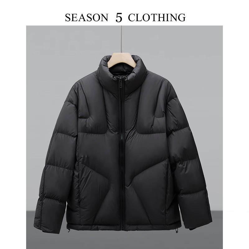 冬季国标90白鸭绒羽绒服男士休闲保暖时尚纯色超轻立领宽松百搭