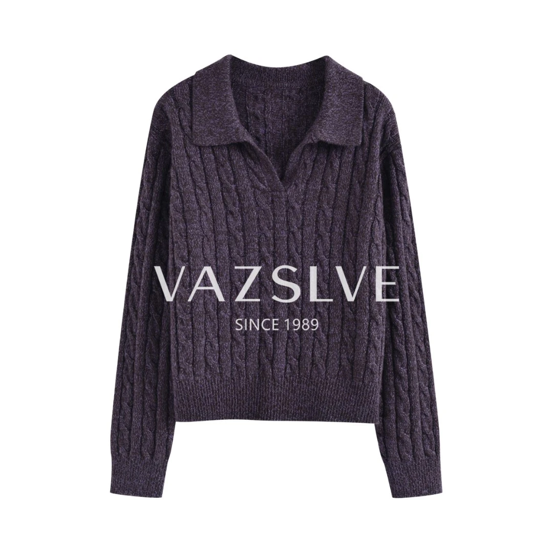 【VAZSLVE/全新奢品】百搭小翻领山羊绒毛衣 G 1251