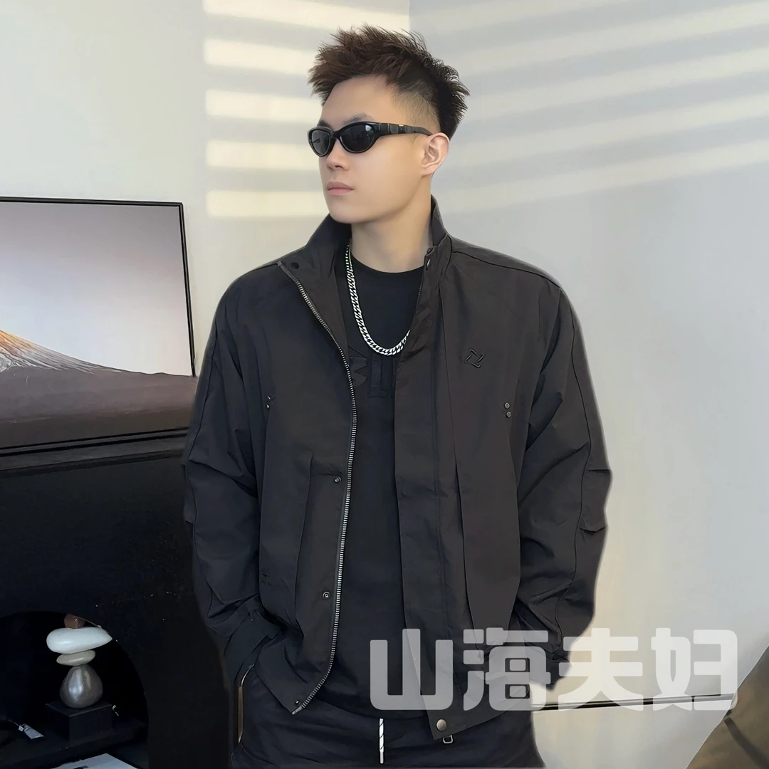 立领夹克男装秋季休闲痞帅上衣新款爆款潮牌抗皱斜纹外套男91022