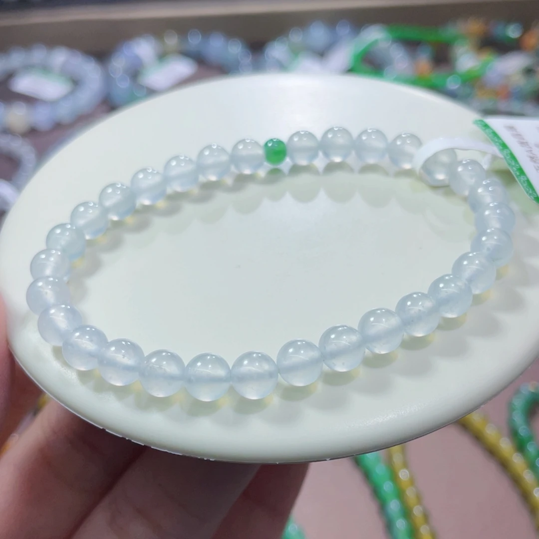 未镶嵌手链翡翠木纳高冰白月光卡6