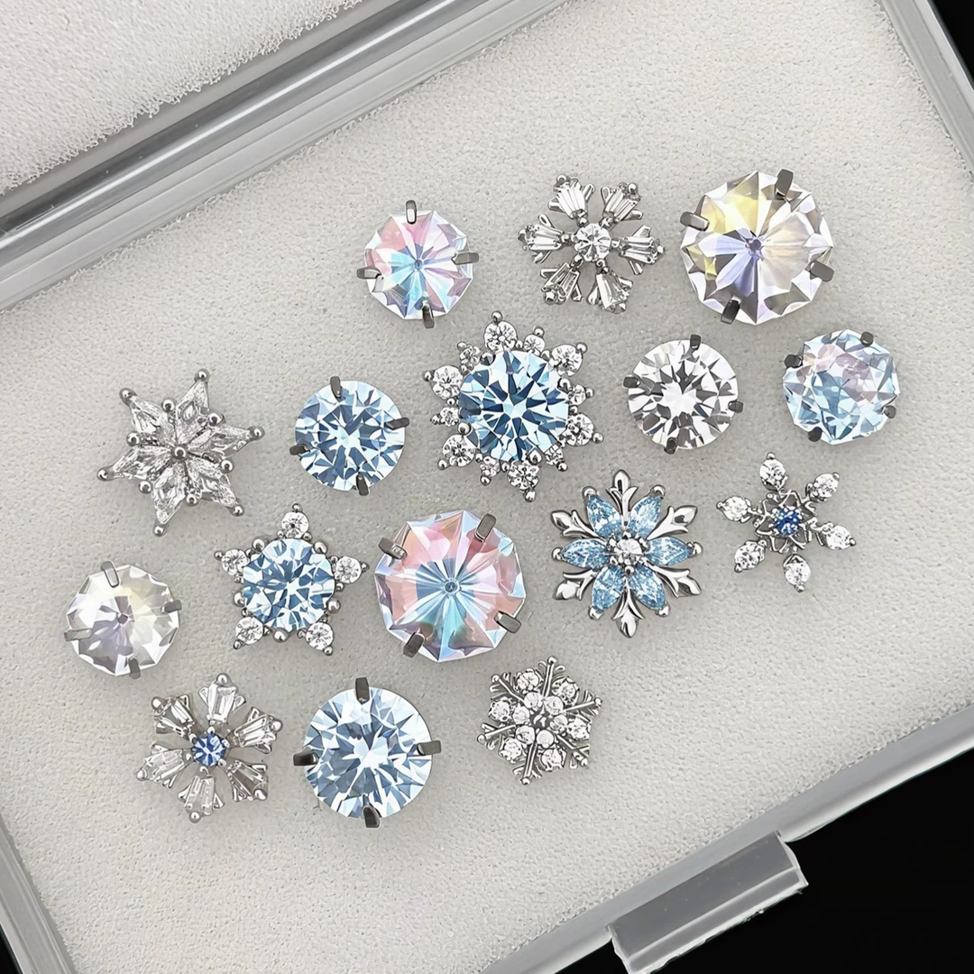 钛钢耳饰 梦幻雪景RINGRING商店雪花耳骨钉氛围感养耳耳钉