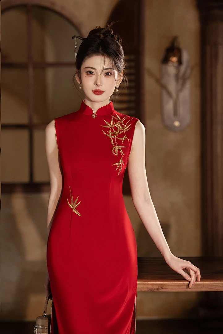 【一语雨】红色旗袍春夏季高端2025新款送考订婚礼服新中式敬酒服