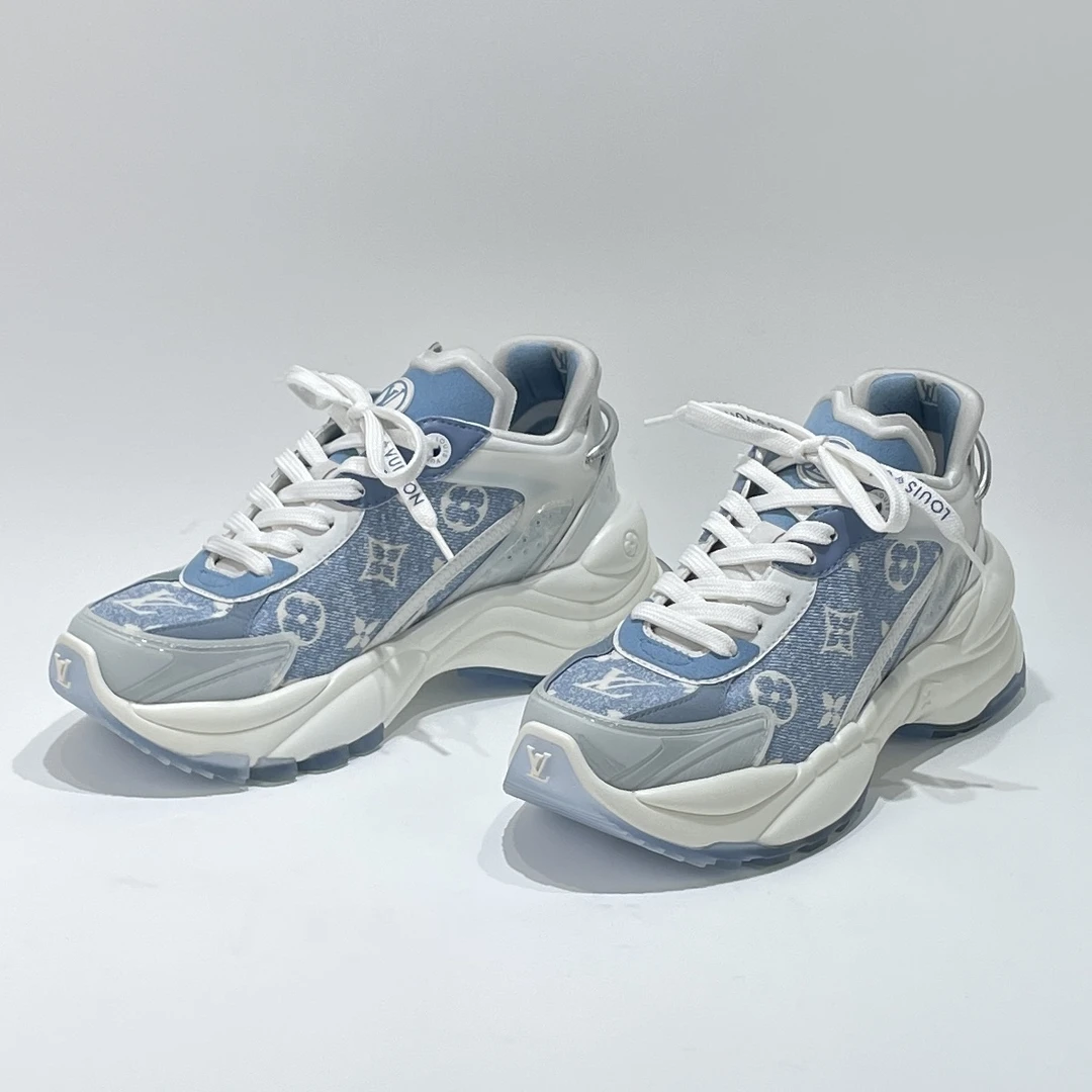 99新 LouisVuitton/路易威登 36.5码run55蓝白牛仔运动鞋/ML02028