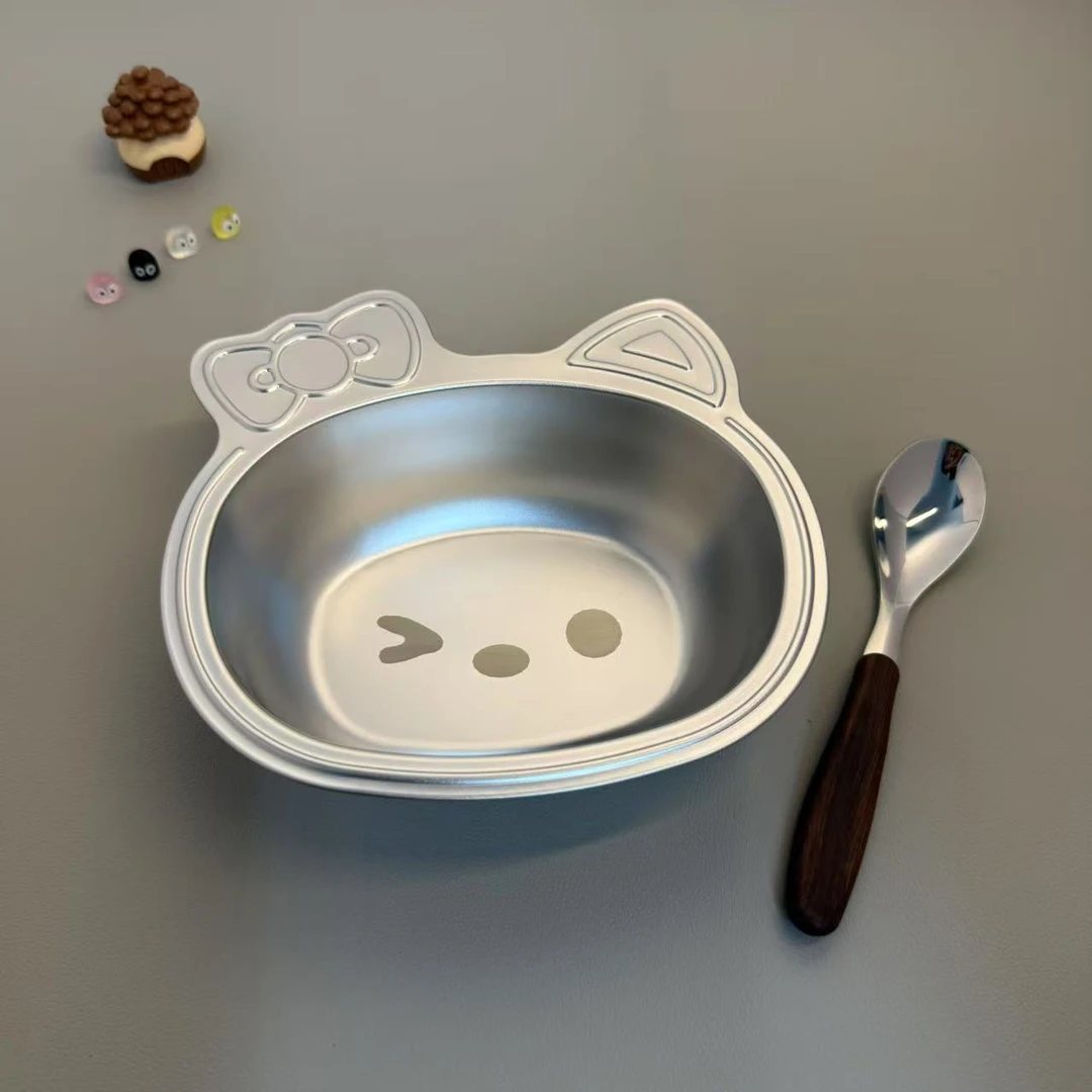 番薯厨房304不锈钢碗可爱猫咪碗辅食碗水果碗早餐碗创意