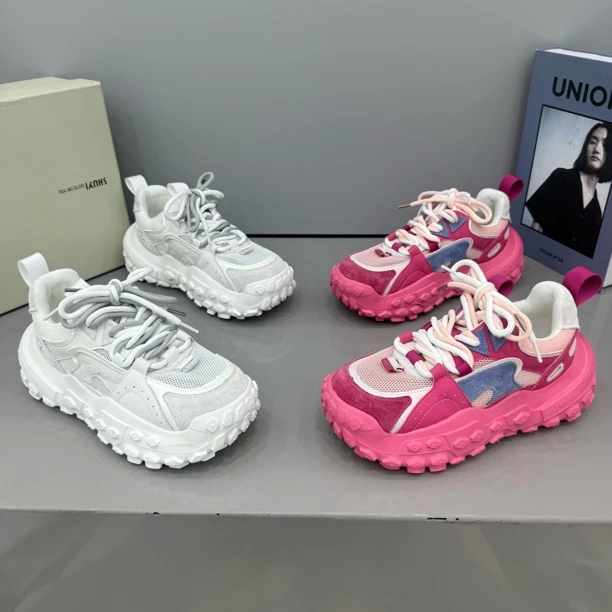 新款厚底松糕拼色夏季单层网面运动休闲鞋舒适百搭透气