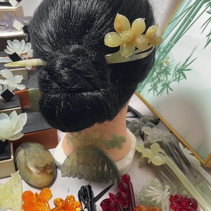 蛇纹石玉合金发饰