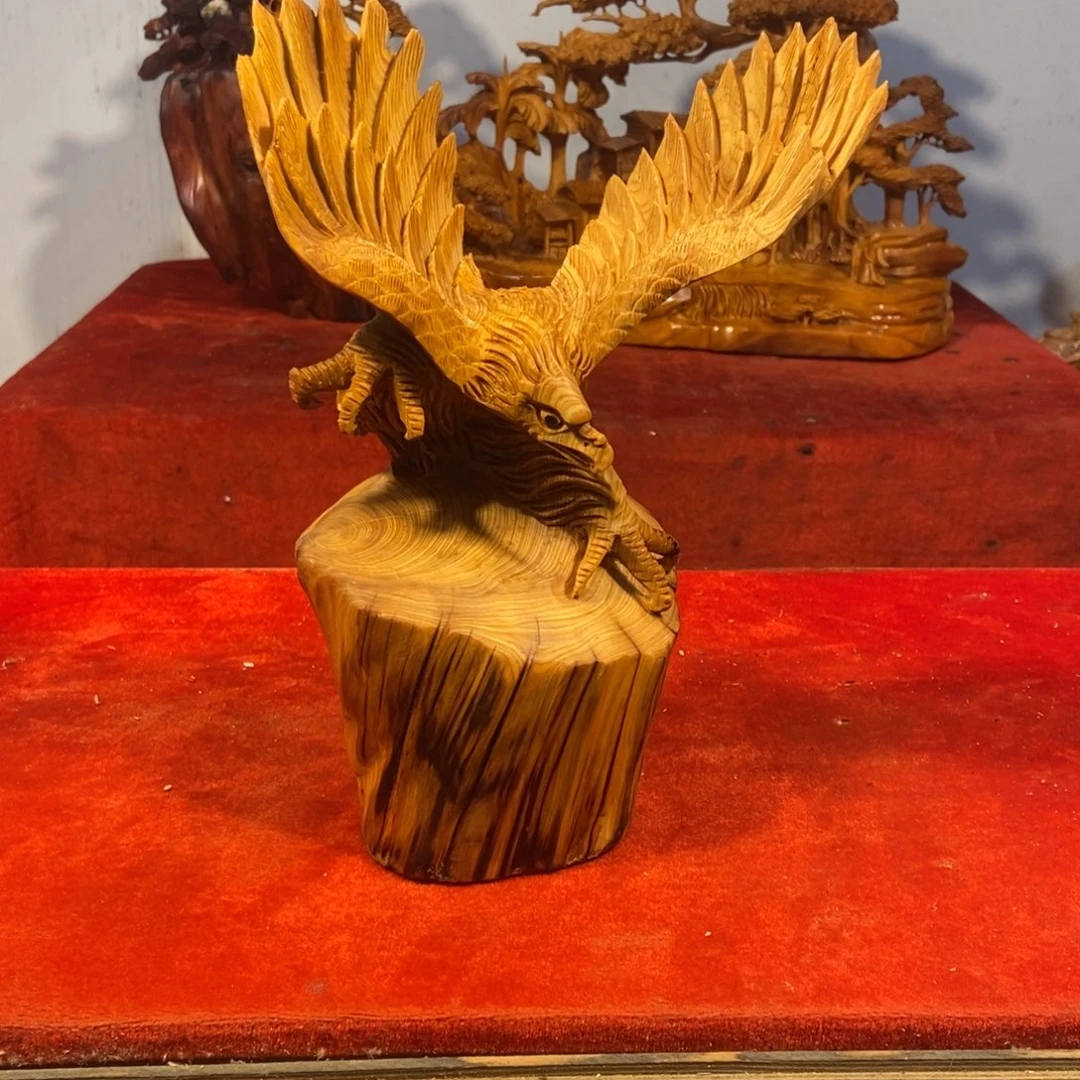 柏木（崖柏）无**對崖柏摆件（老鹰