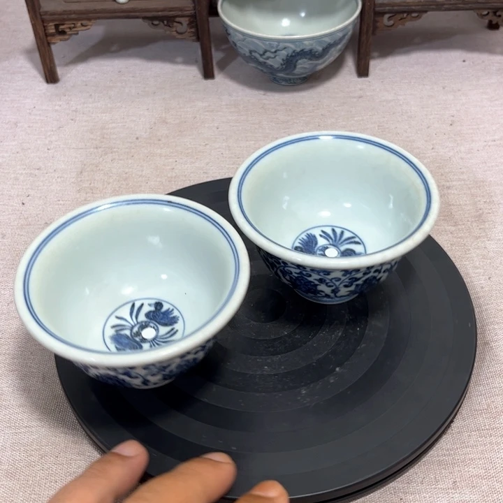 生***息摆件青花压手杯88888