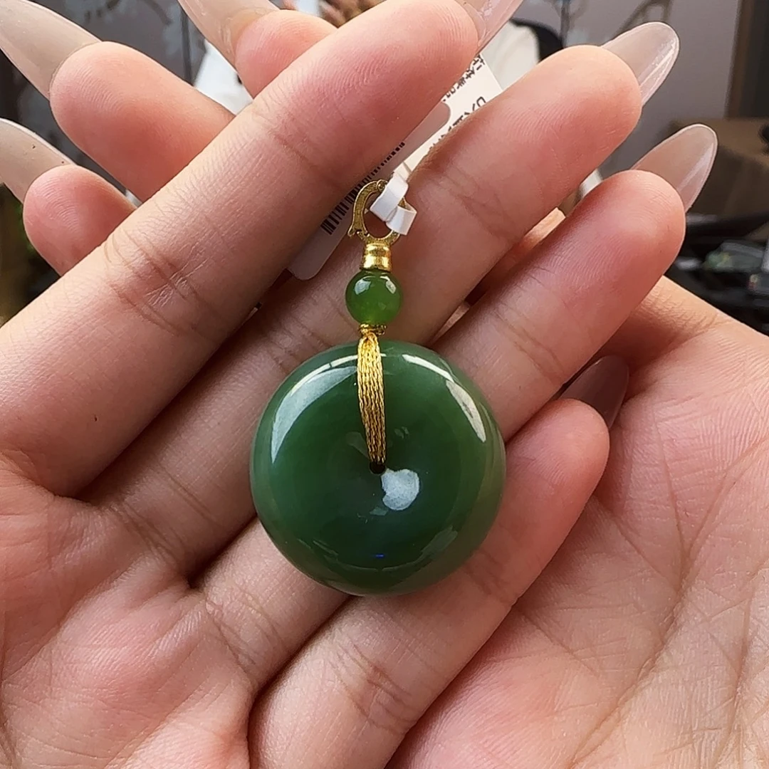 和田玉18K金镶嵌吊坠(不含链)