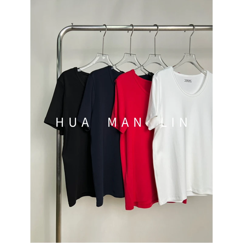 【花满林】四色U领净版百搭短袖上衣35000