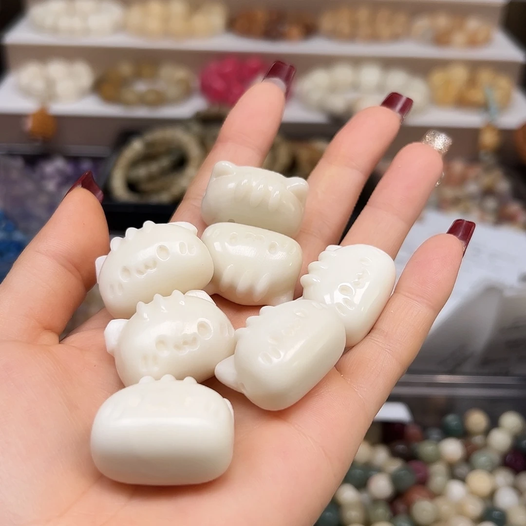 手串菩提根/象牙果瑕疵白法桂猫7颗有裂