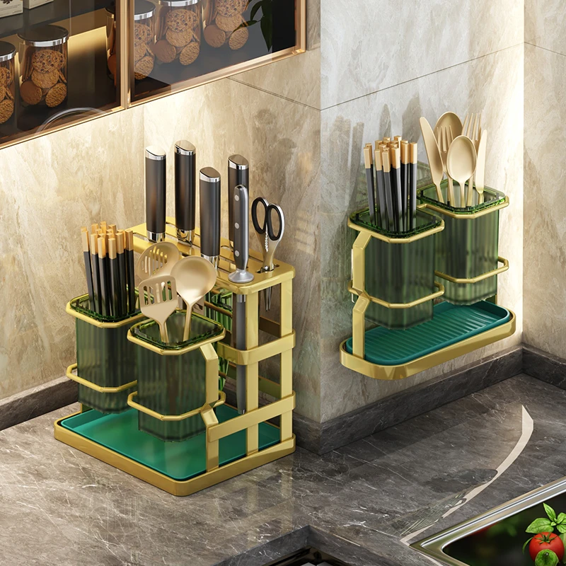 厨房刀架置物架高档多功能壁挂式刀具菜刀筷子筒收纳架家用刀具