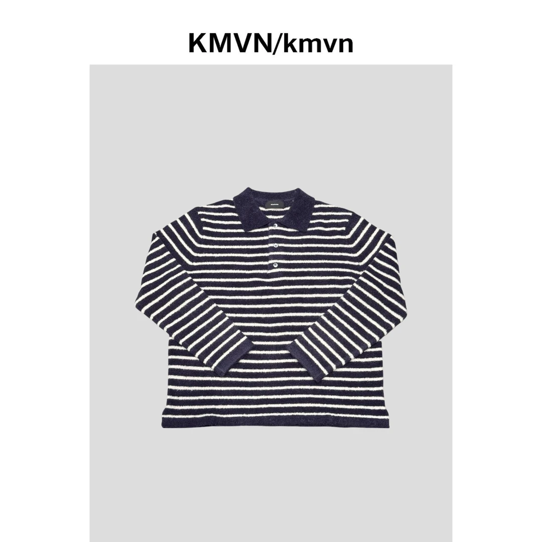 kmvn/kmvn【映秋】2024秋季潮蓝白条纹原创设计polo领男装针织毛衣
