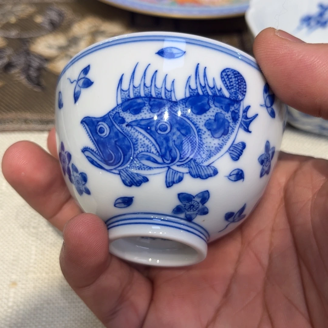 青花桃花鳜鱼主人杯