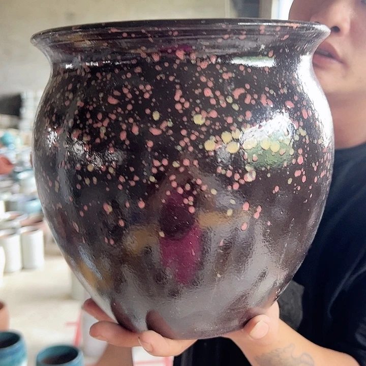 紫砂花盆高23口24