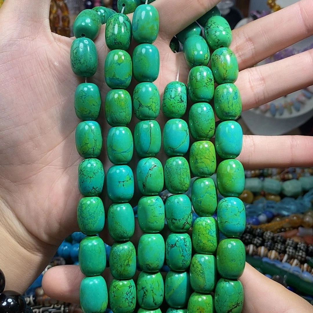 石英质玉未镶嵌，原矿松桶珠13×18mm，