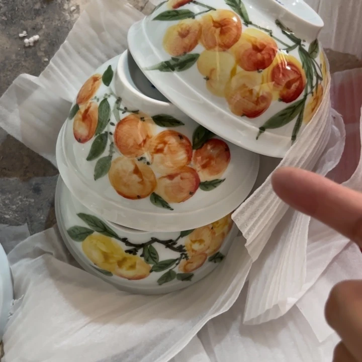 青瓷景德镇陶瓷微瑕三只