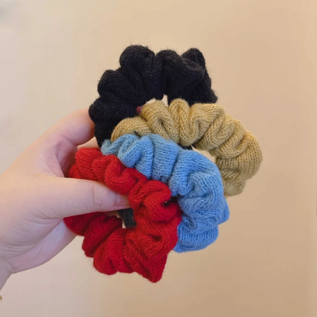 气质针织彩色发圈女扎头发饰高级感洋气韩国时尚头绳小肠圈毛线新