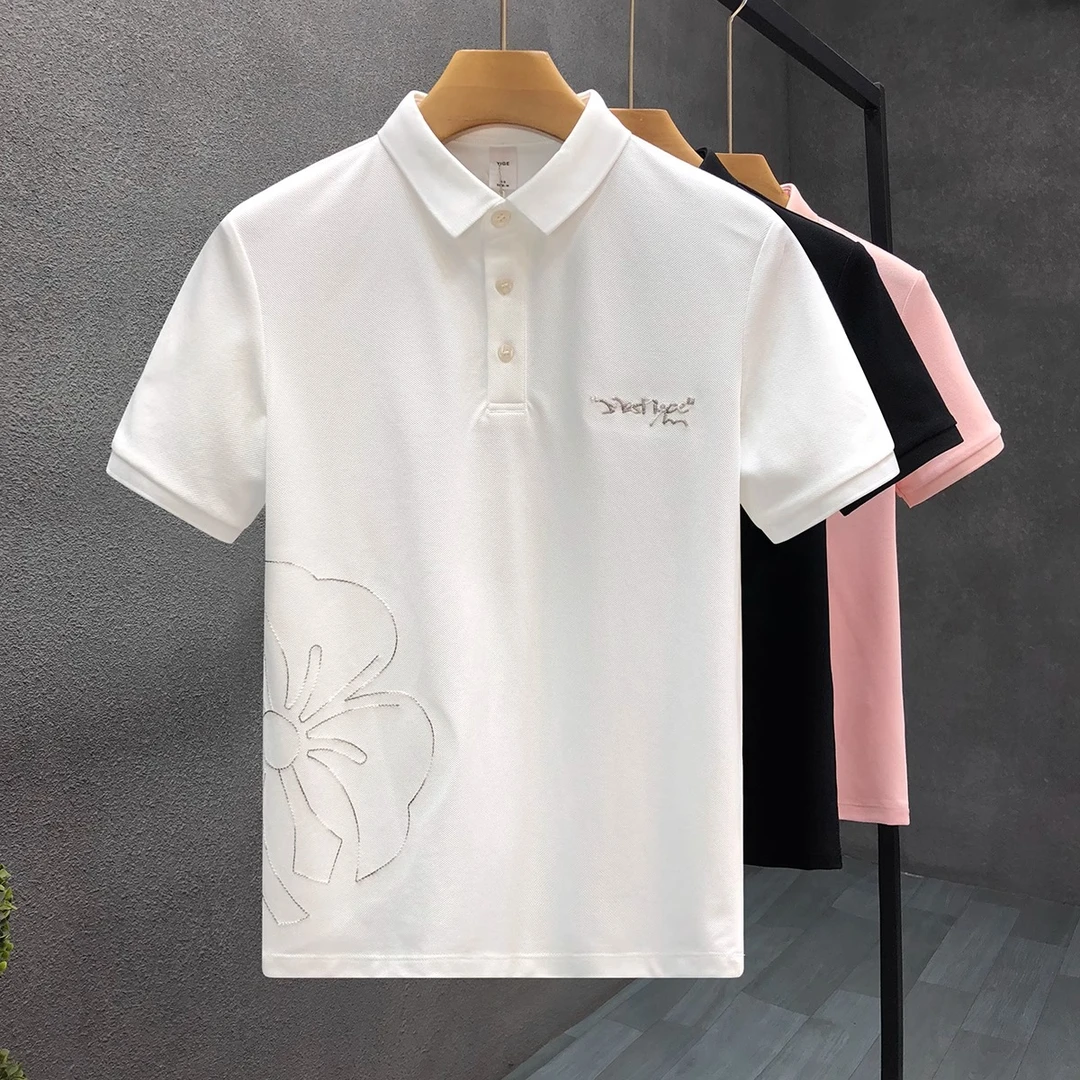 时尚高端刺绣polo衫男生痞帅翻领短袖t恤夏季新款男士半袖休闲