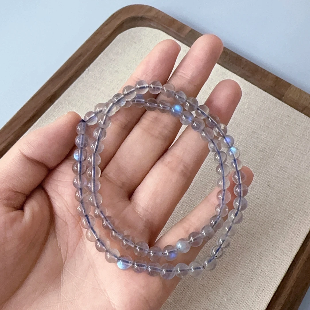 天然灰月光双圈手串气质女主手串