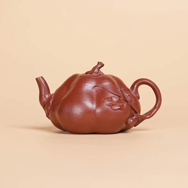 【闪购商品】带花蕾南瓜仿生器大红袍家用紫砂茶壶Z834