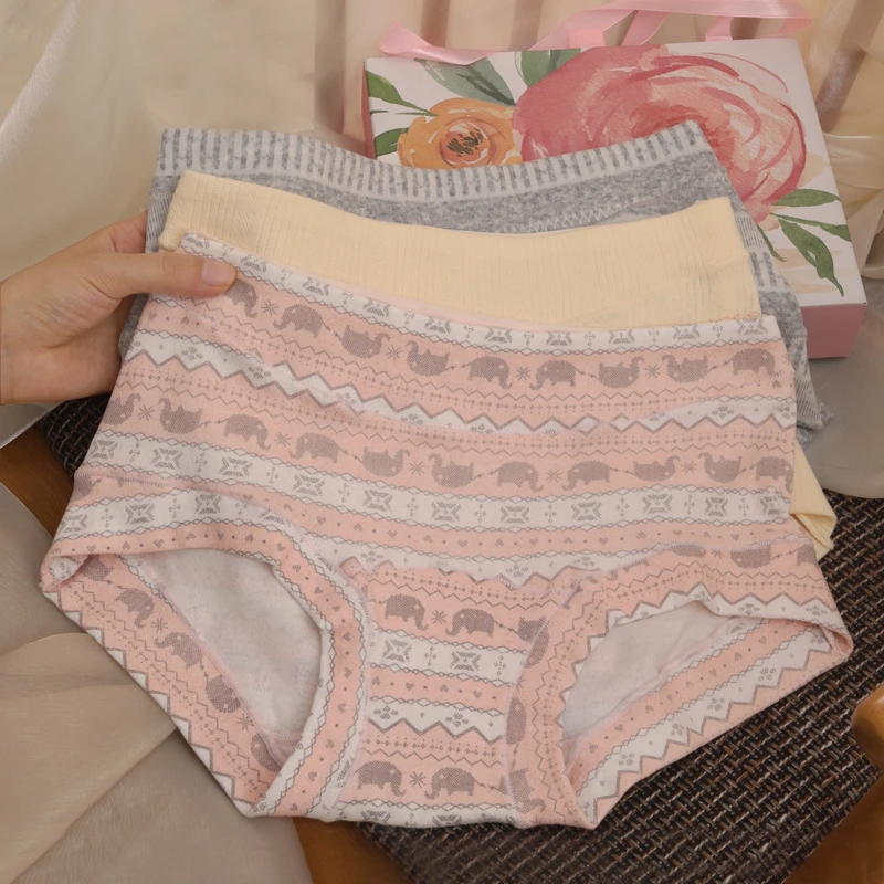 【甜美系】纯棉平角内裤中腰女三角内裤舒适复古风内裤