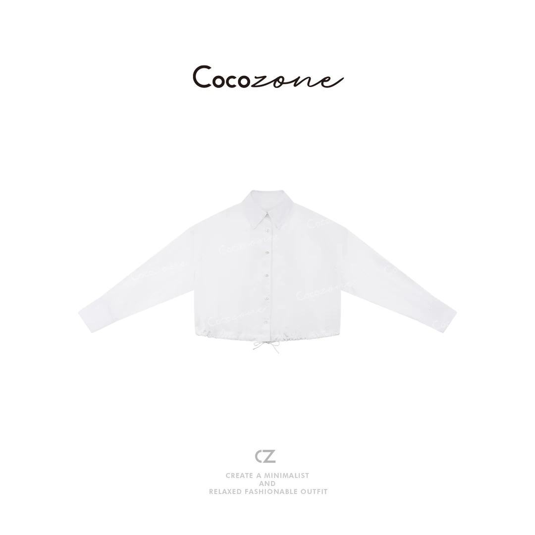 COCO ZONE 刘一一100棉简约休闲翻领女式衬衫ACD1A0412