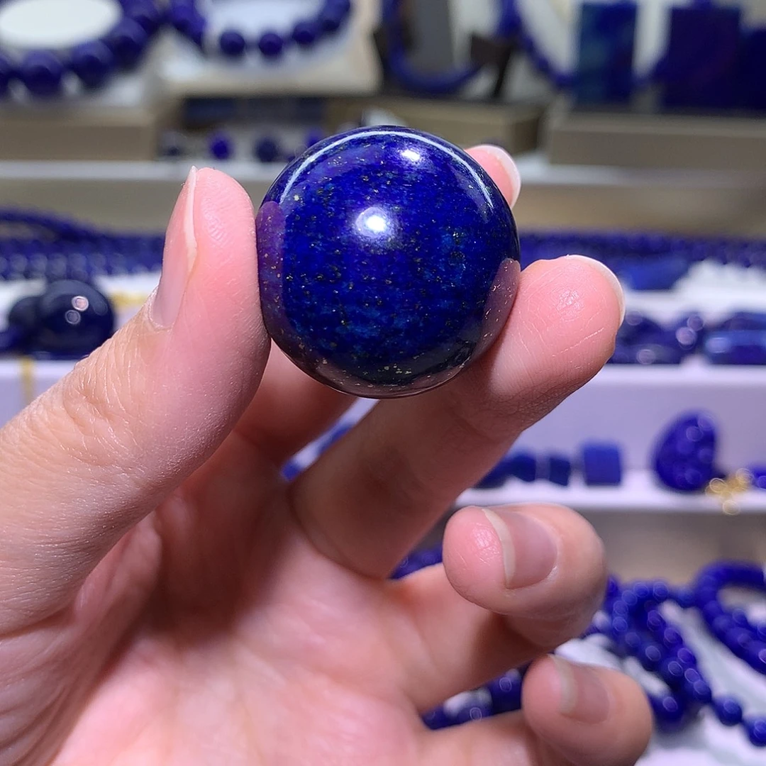 青金石未镶嵌天然原矿洒金单珠27m