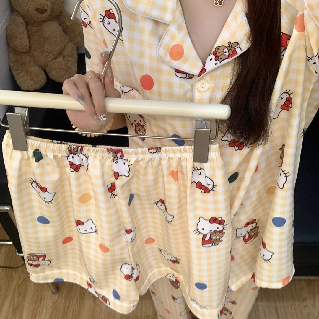 新款爆款软冰丝短袖长裤短裤三件套冰丝时尚舒适家居服套装