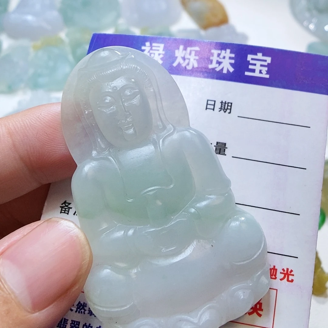 定制翡翠未镶嵌观音吊坠