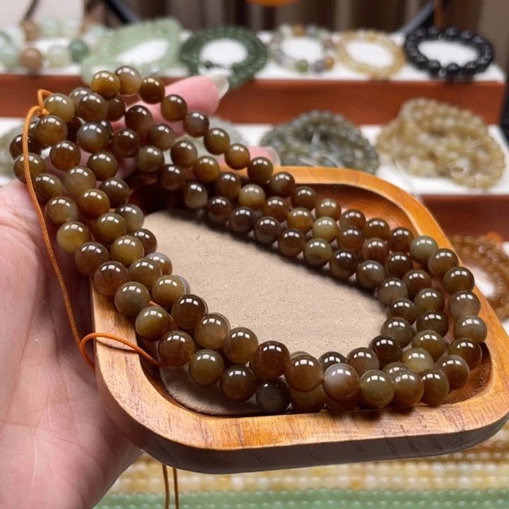 和田玉未镶嵌毛衣链珠串8mm