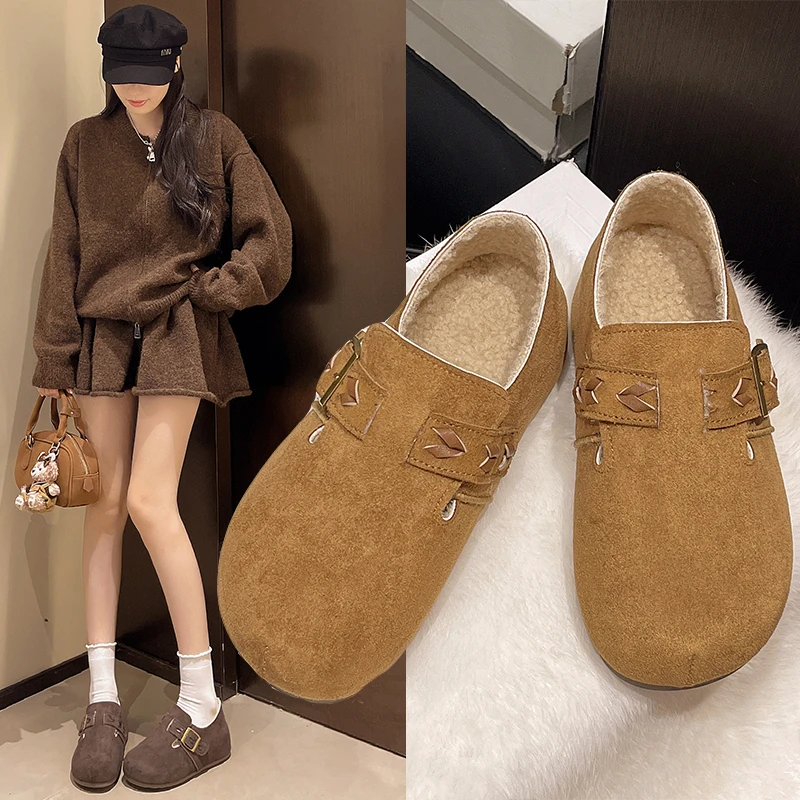 一脚蹬内增高大头勃肯鞋子女全包外穿2025秋冬新款爆款棉鞋雪地靴