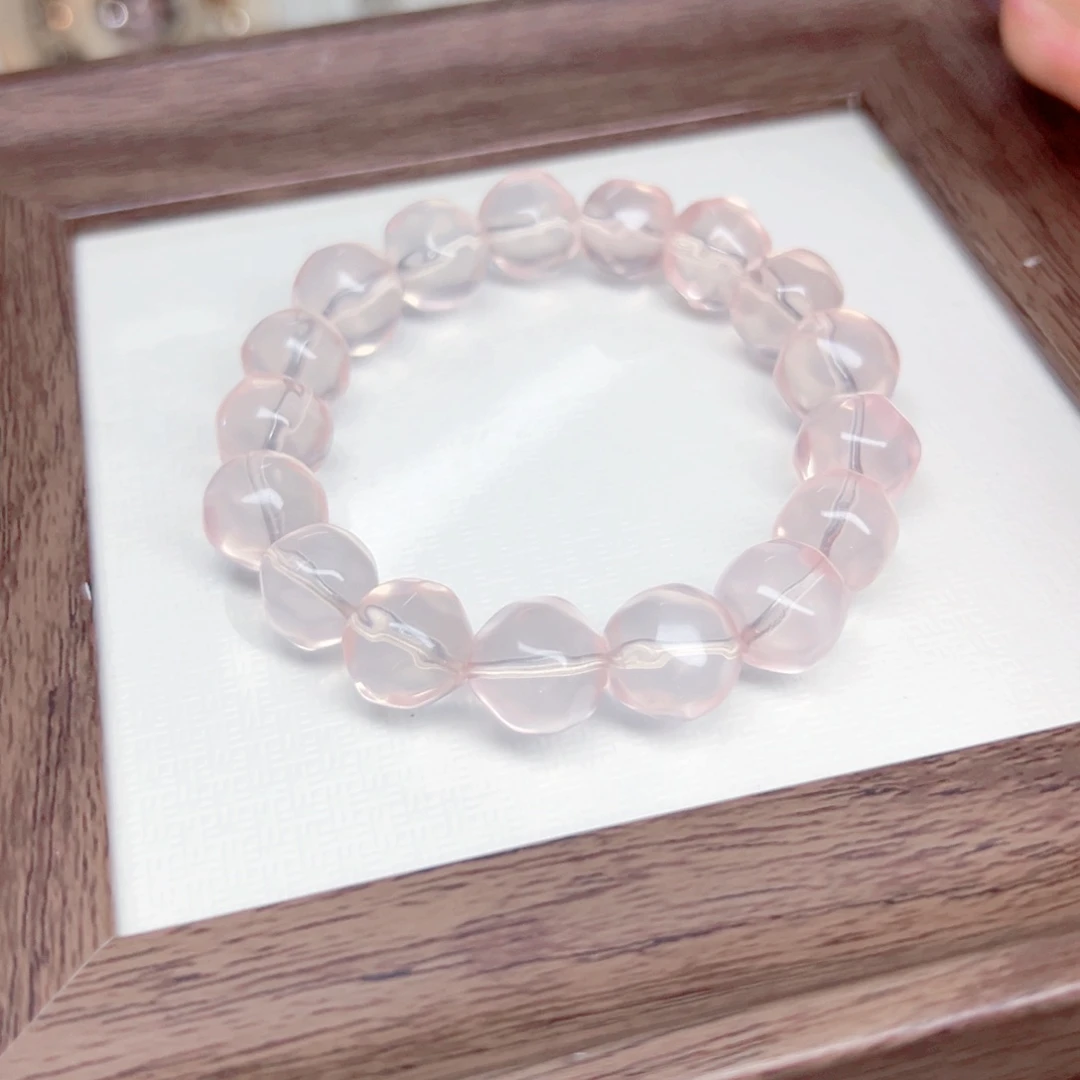 水晶手串未镶嵌E****S冰橘莫粉 菠萝珠