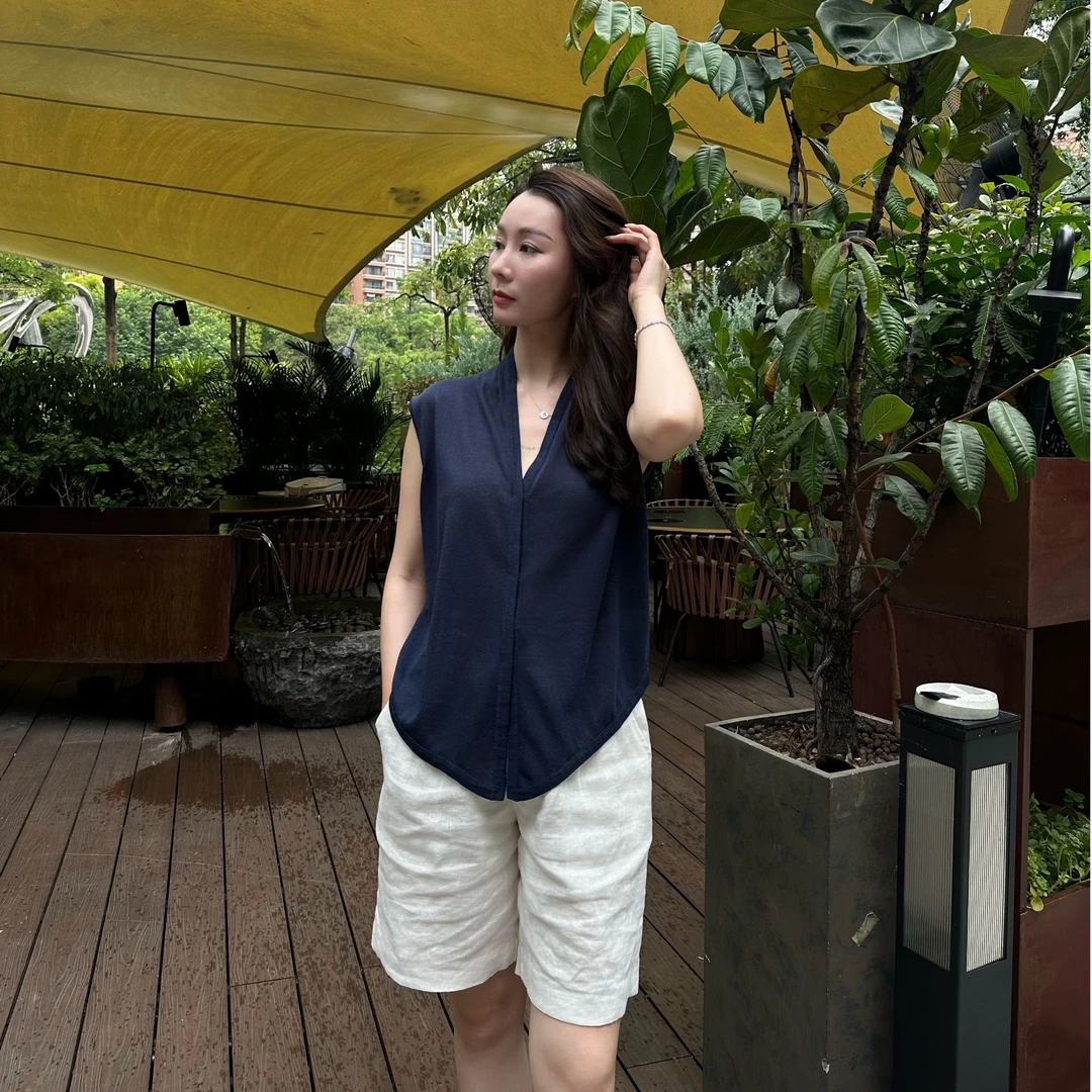 JIAO.AO【卢浮】时尚设计小众纯色无袖针织上衣女款Y804