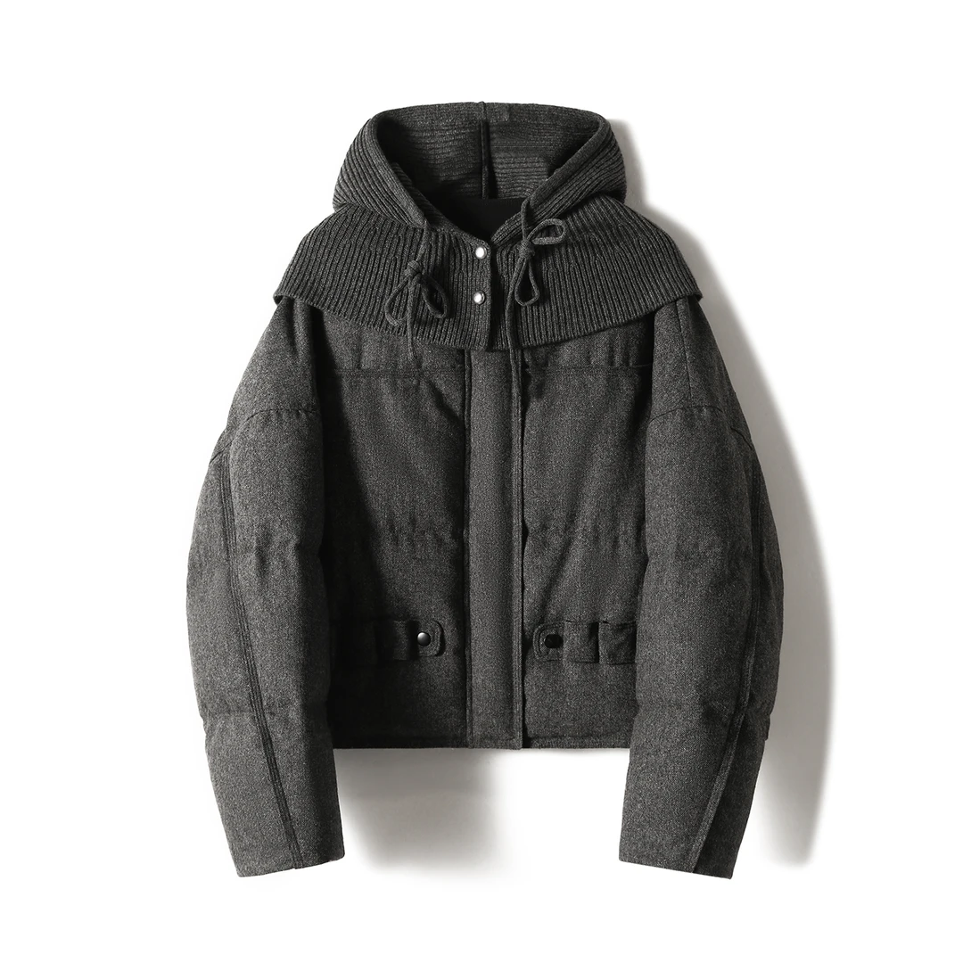 【安大专属】冬日温暖可拆卸针织帽羊毛羊绒廓形羽绒服S82395YRBVG