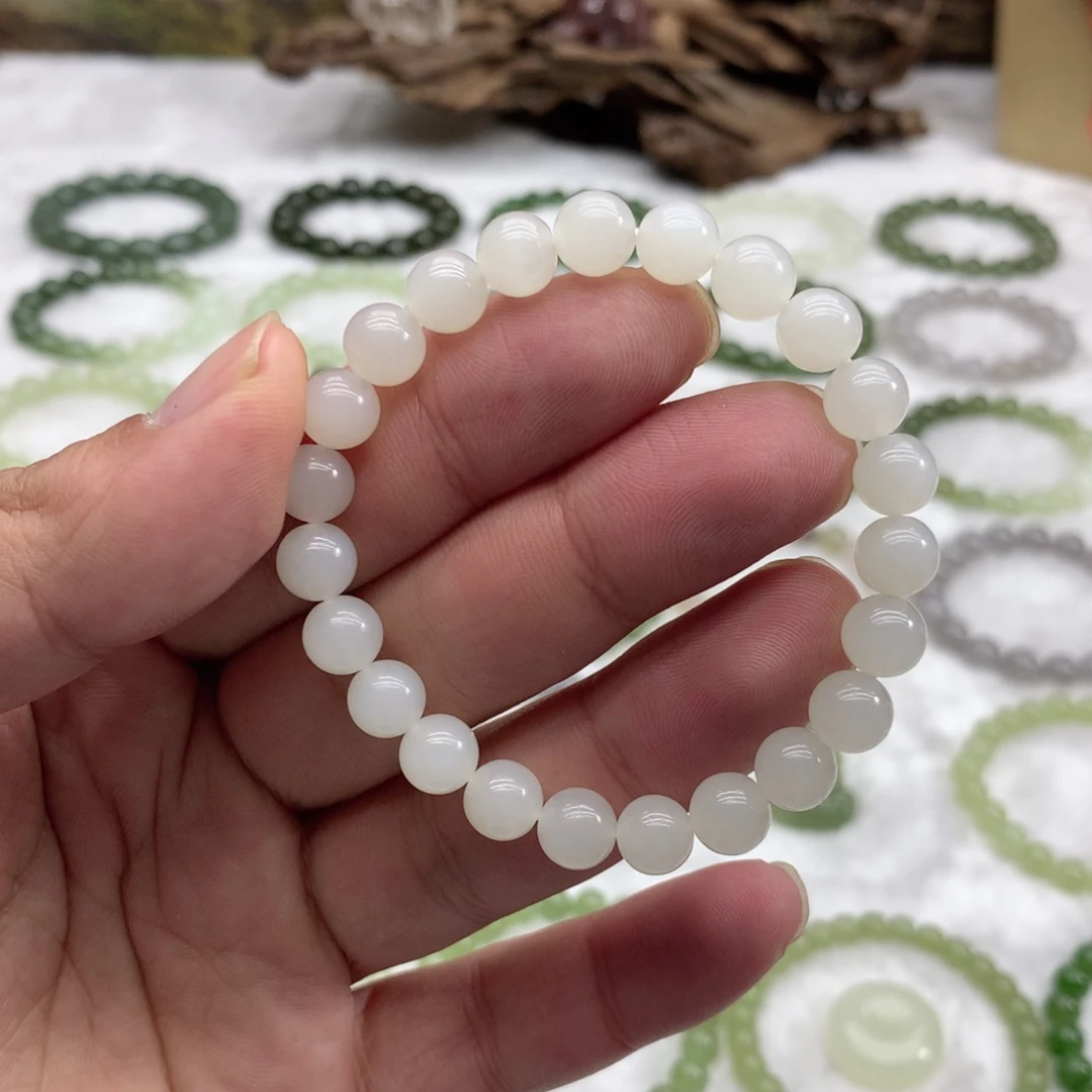 和田玉未镶嵌手串（白玉7.8）