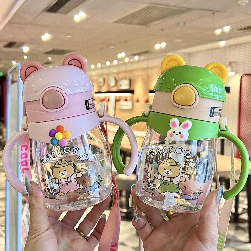 儿童水杯3岁幼儿园宝宝吸管杯防摔防漏婴幼儿喝水杯子小巧带刻度