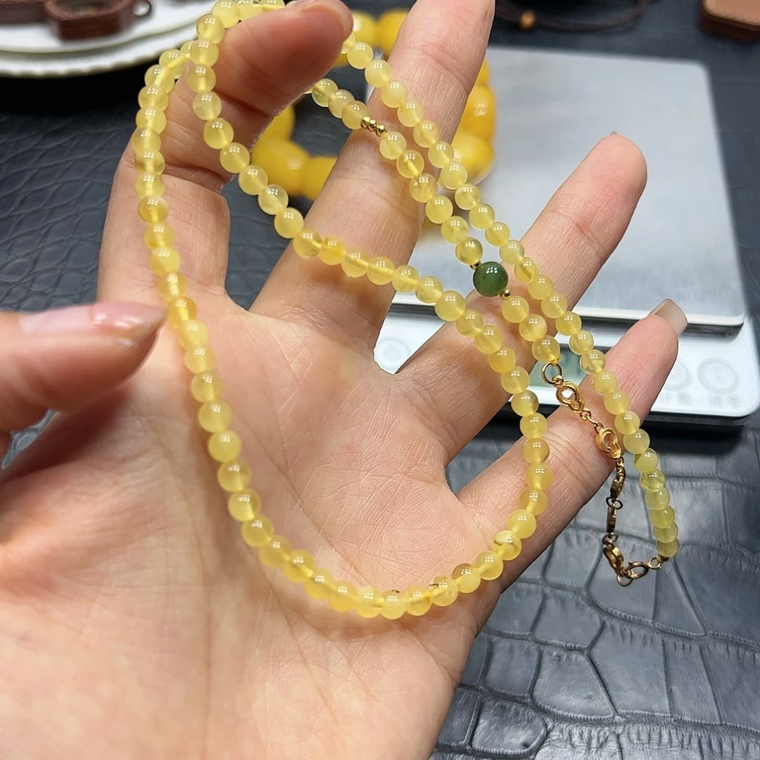 银S925镶嵌手链烟晶金珀三圈