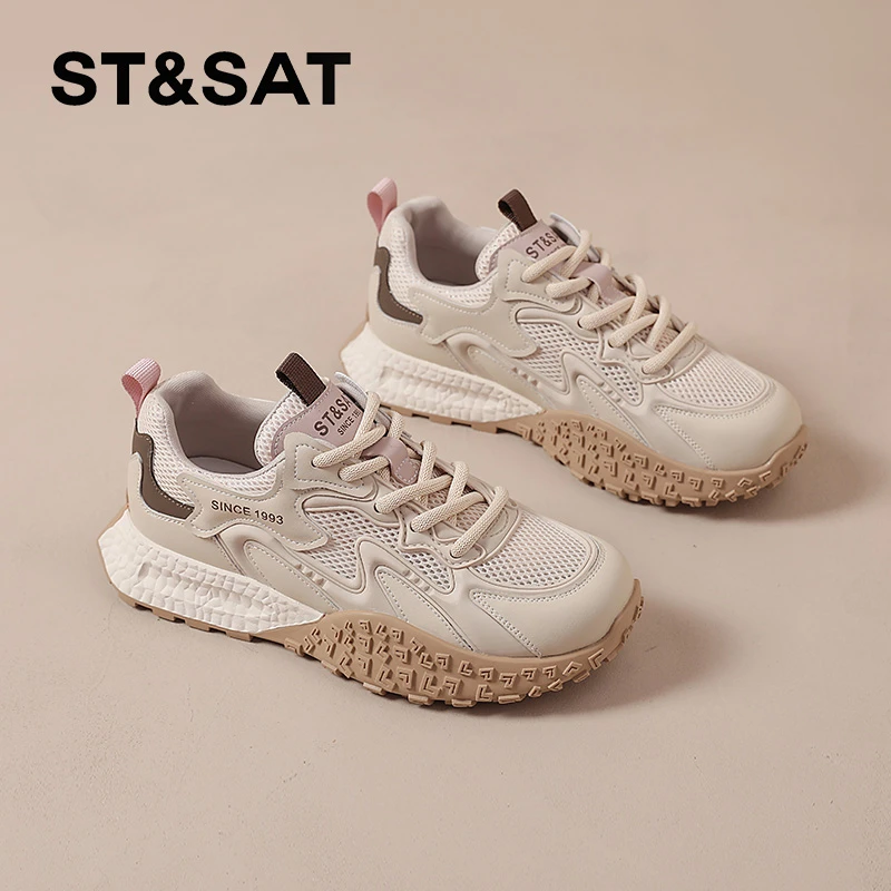 星期六厚底德训鞋女款2025新款夏季网面透气薄款休闲鞋超火阿甘鞋