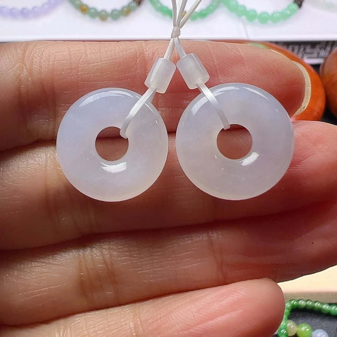 翡翠未镶嵌耳饰翡翠冰紫底甜甜圈卡17+